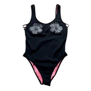 PINK Victoria's Secret Black and Pink One Piece Swimsuit